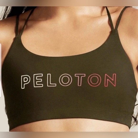 Peloton Speed Up Strappy Sports Bra Size XL Olive Green Front Logo - Picture 3 of 8